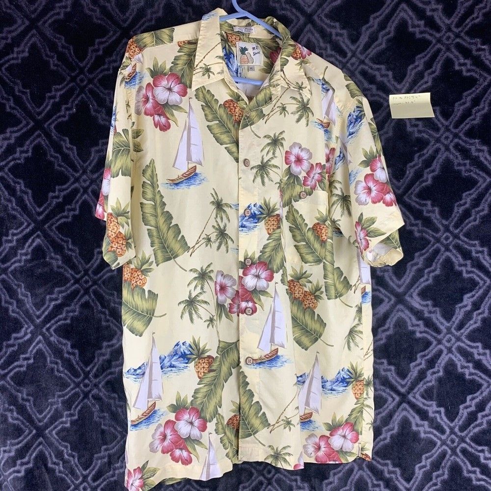 M.E. SPORT Vintage Sailboat Button Unisex Hawaiian shirt XL